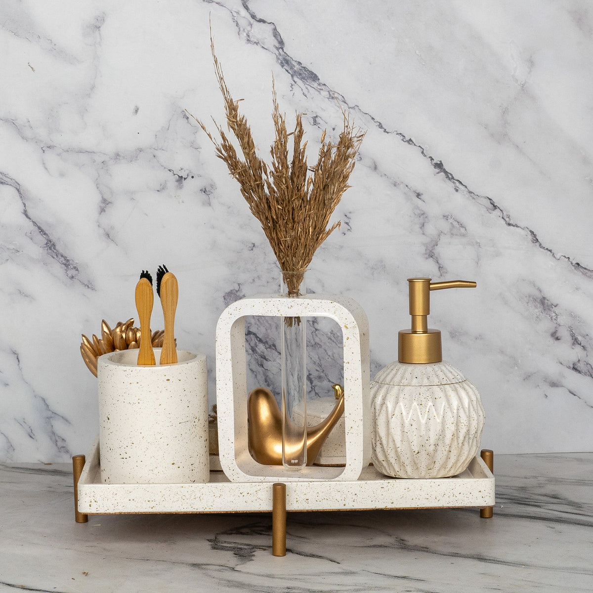 Pharaoh Bathroom Set in Moon Light, handcrafted bathroom accessories set