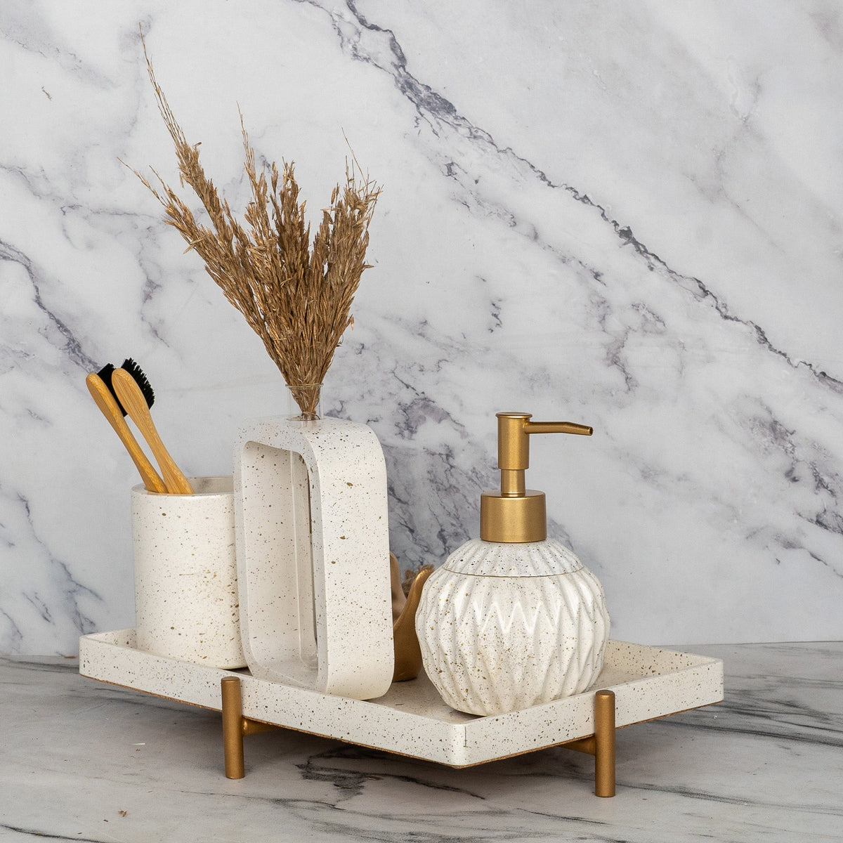 Pharaoh Bathroom Set in Moon Light, handcrafted bathroom accessories set