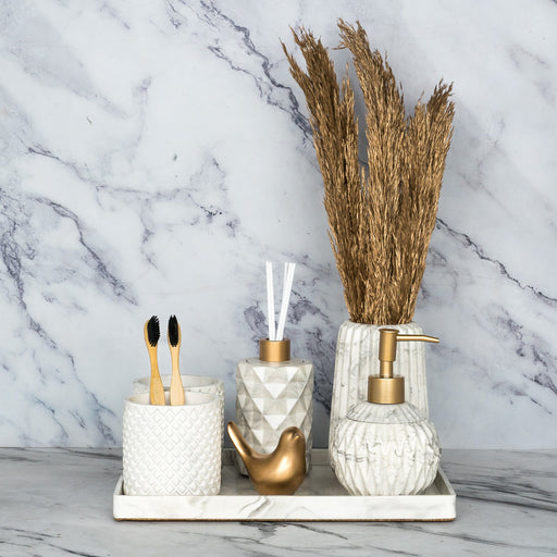Sattvario Bathroom Set in Moon Light, handcrafted bathroom accessories set
