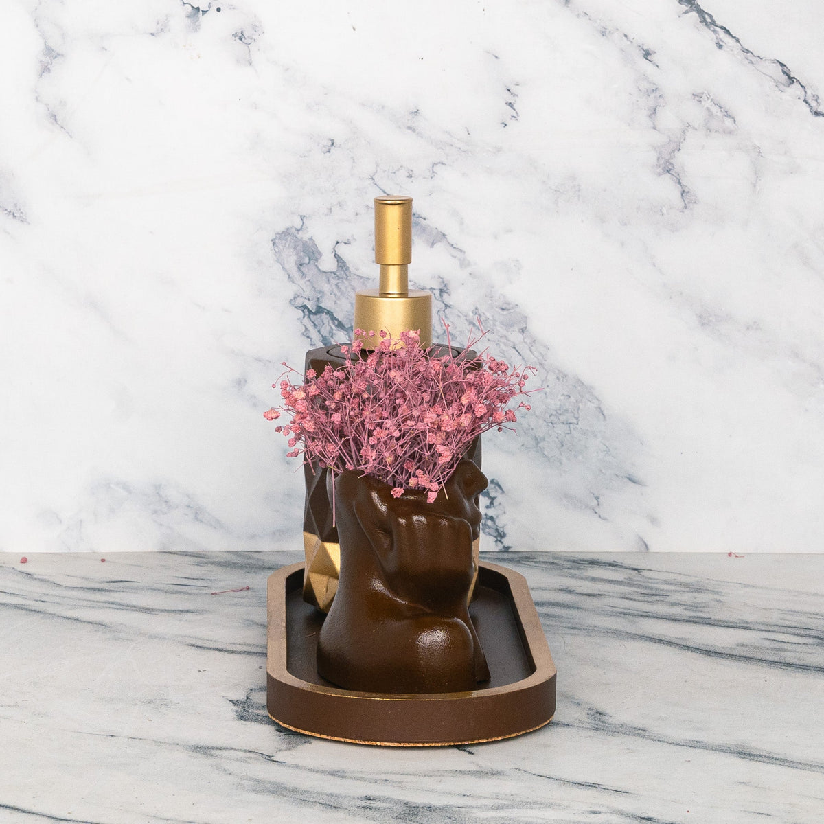 Sienna Bathroom Set in Vintage Walnut, handcrafted bathroom accessories set