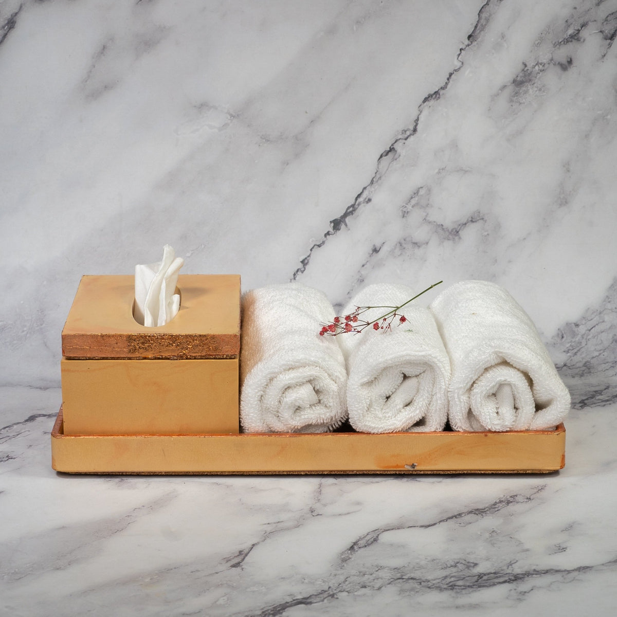 Sunset Bathroom Set in Sunset Glow, handcrafted bathroom accessories set