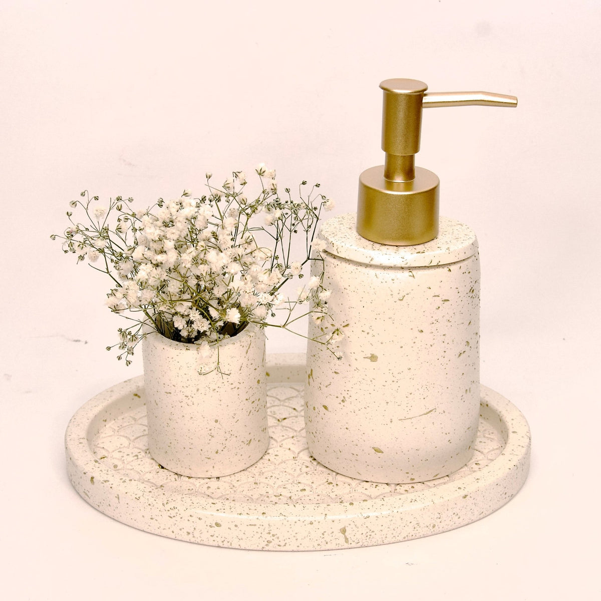 Trevor Bathroom Set in Moon Light, handcrafted bathroom accessories set