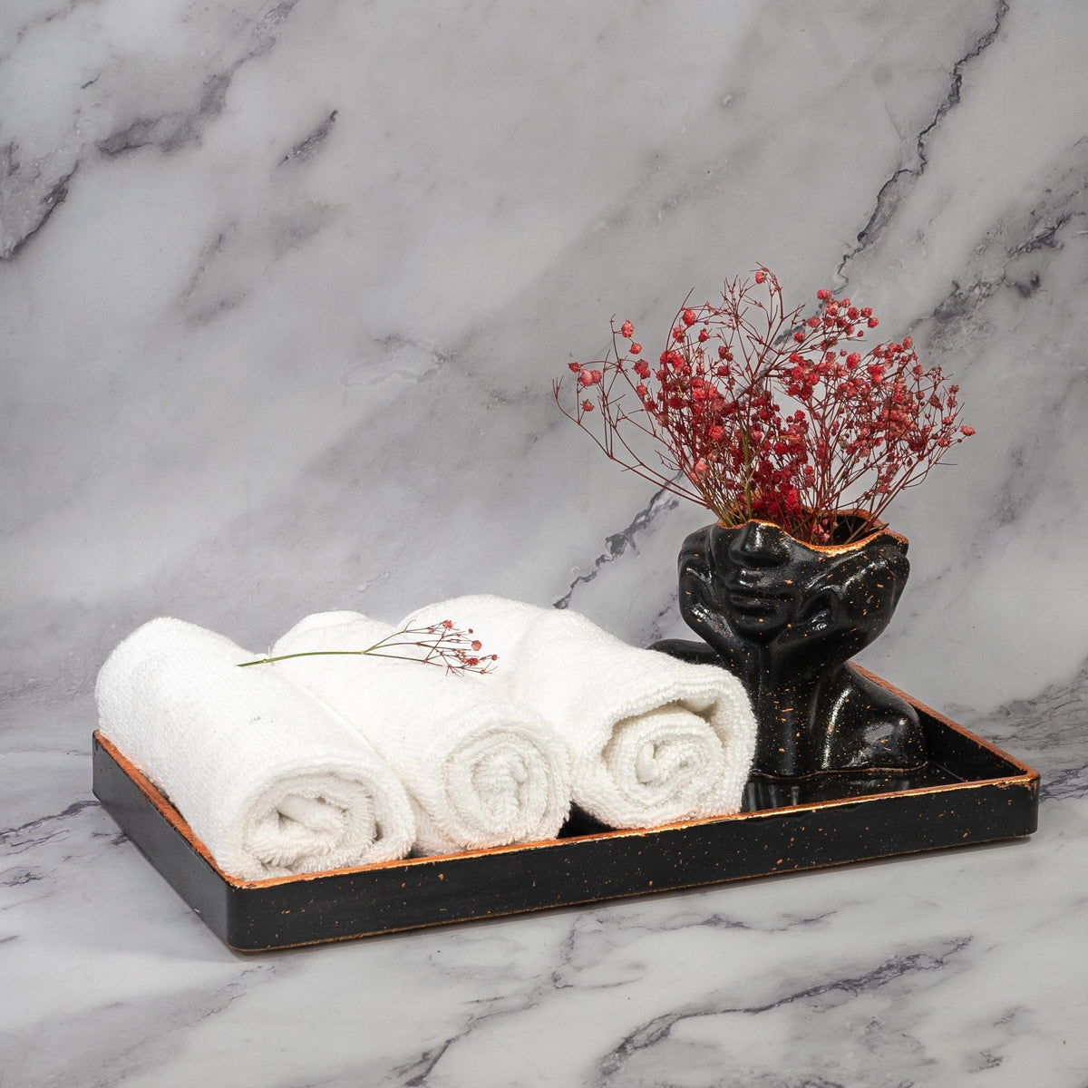 Umbra Bathroom Set in Charcoal Black, handcrafted bathroom accessories set