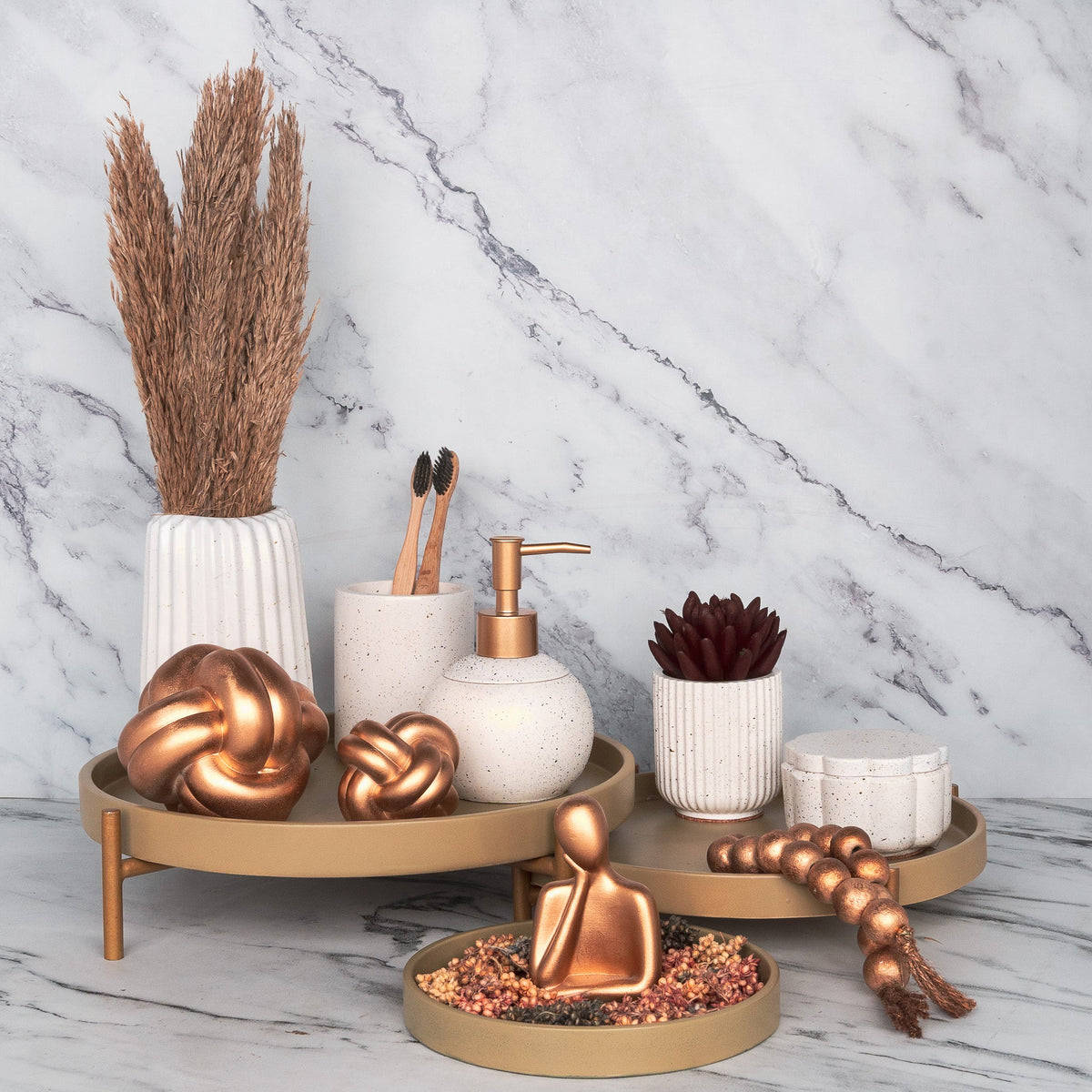 Vatican Bathroom Set in Moon Light, handcrafted bathroom accessories set